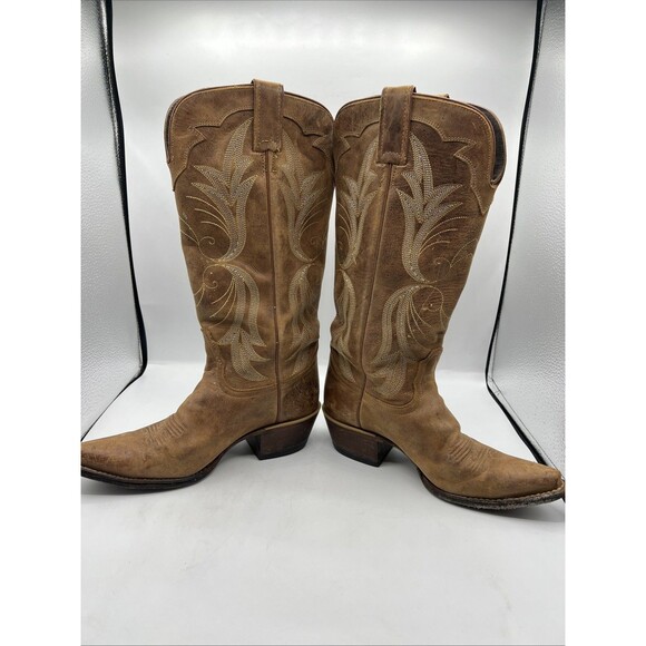 Nocona Ladies Western Boot Tan Westlin Calf Foot And Narrow Snip Toe Size 7 - Picture 6 of 13